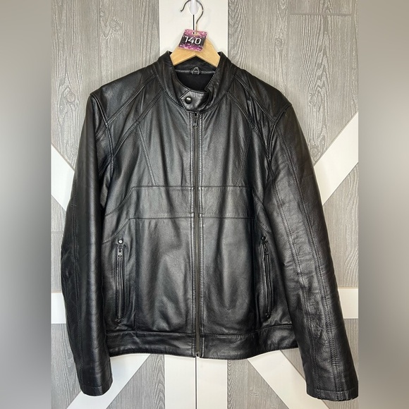 140. M. Julian Mens 100% Genuine Leather Jacket Black L - Picture 1 of 10